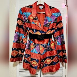 SANDY STARKMAN Vintage Blazer Patchwork, Gold Embroiderey&Embellished w/ Sequins